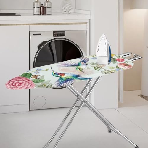 Hummingbird Ironing Board Cover with Elastic Edge Non Stick Scorch Stain Resistant Cover Heavy Duty Iron Pad Covers Standard Boards with Hook and Loop Fastener Strap - color: Hummingbird
