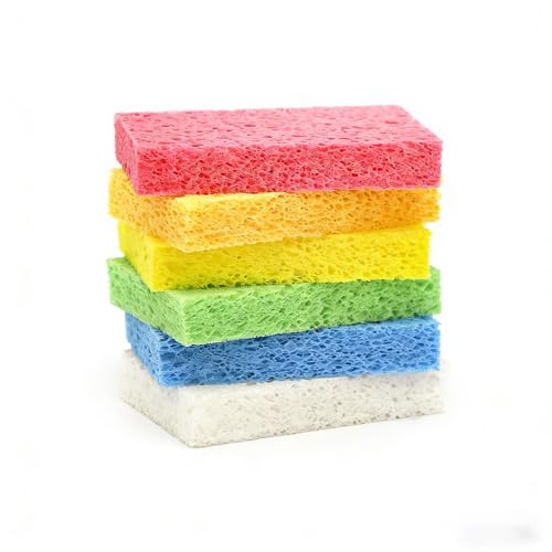 ARCLIBER 6 Pack Cellulose Scrub Sponges Non-Scratch Heavy Duty Kitchen - color: Multicolor, size: 6 Count (Pack of 1)