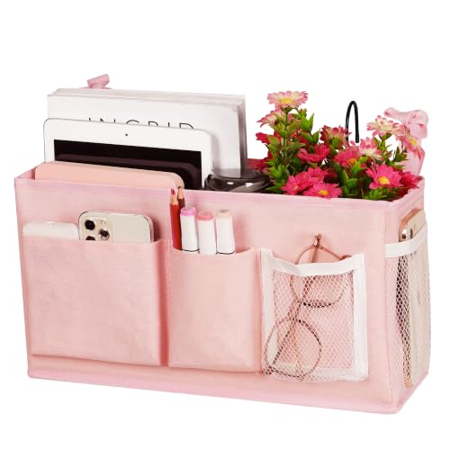 Lilithye Bedside Caddy, Bedside Storage Bag Hanging Organizer for Bunk Bed - color: 1pc New Pink-1