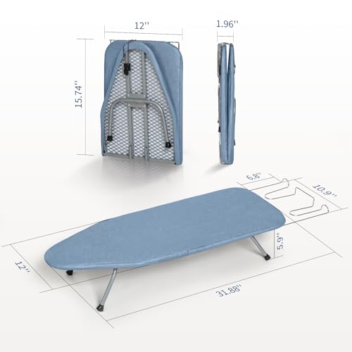 Small Ironing Board Tabletop 32"x12" Blue - color: Blue