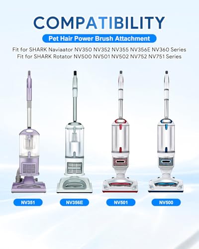 Pet Hair Power Brush Attachment compatible with Shark Navigator - color: 6 brush heads + 2 adapters