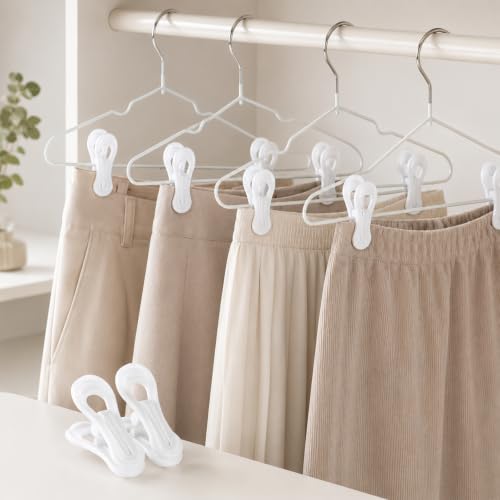 100 Pack White Plastic Hanger Clips for Baby Clothes Hanger Clips