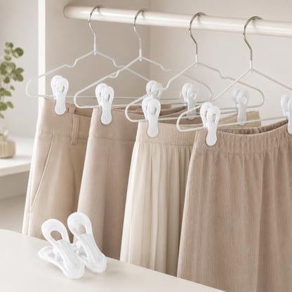 100 Pack White Plastic Hanger Clips for Baby Clothes Hanger Clips
