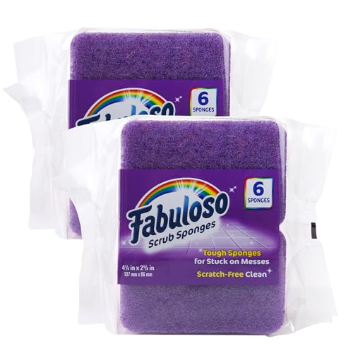 Fabuloso Scratch-Free Kitchen Dish Sponges, Purple, 6 Count, 2-Pack - color: Purple, size: 6 Count (Pack of 2)