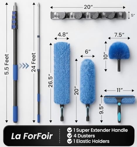 La ForFoir 30ft High Ceiling Duster Kit with 5-24ft Extension Pole - size: 24FT