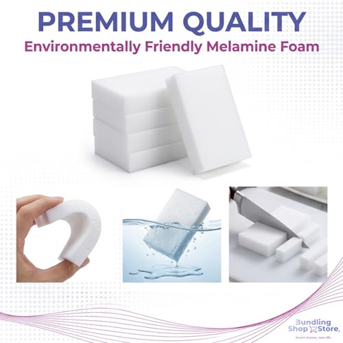 Melamine Sponge- Cleaning Pads 120 Count, High Density, Scratch Free Sponges (3.93in X 2.36in X 0.78in) for Kitchen, Bathroom, Tiles, Walls & Multi-Surface Cleaning