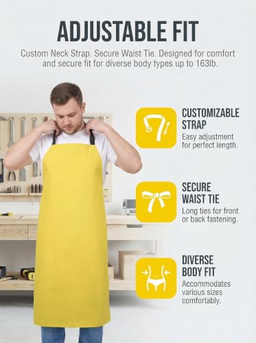 Molaxhome PU Waterproof Apron for Chef Lightweight Oil-Resistant Work Apron - color: Yellow