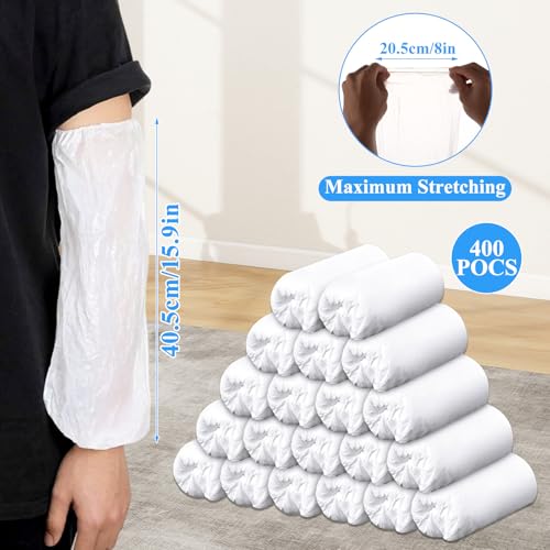 400 PCS 16 In Plastic Protective Arm Sleeves Disposable Oversleeves Covers Plastic Sleeve Protectors for Arms Painting Cleaning