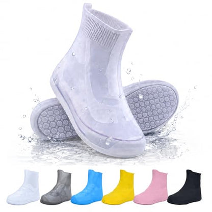 Waterproof Shoe Covers, Reusable Silicone Rain Shoe Covers, White, XL
