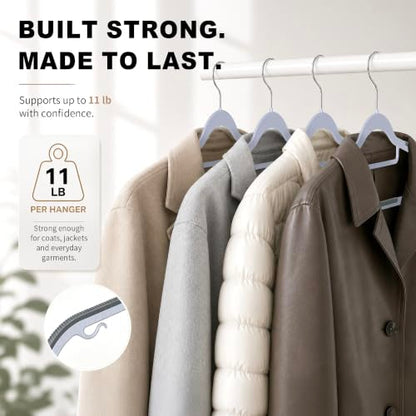 50 Pack Plastic Clothes Hangers, Non Slip, Gray