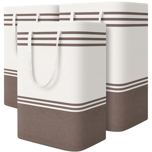 TranquilRelax 3-Pack Laundry Basket, Laundry Hamper, Khaki-75L - color: Khaki, size: 75L