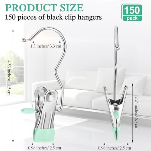 Yinder 150 Pcs Boot Hanger Clips Laundry Hook Stainless Steel, Light Green - color: Light Green