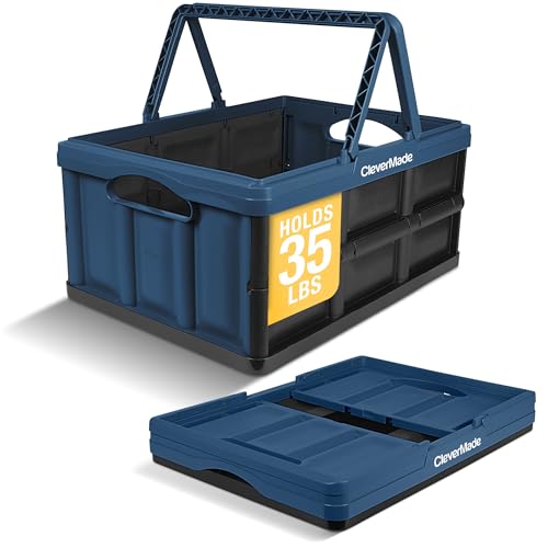 CleverMade Collapsible Shopping Basket, 32L Storage Crate, 1 Pack, Ocean - color: Ocean, size: 32l - 1 Pack