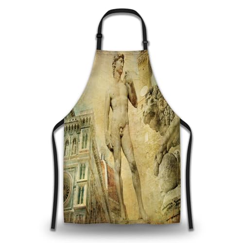 Retro Apron for Men Beautiful Florence Craft Aprons for Women for Kitchen Cooking Restaurant BBQ Painting Crafting Gardening 27” (W) x 31” (H), Waterproof Aprons - color: Beautiful Florence