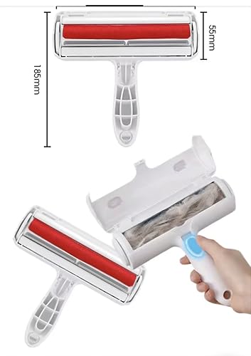 Reusable Pet Hair Remover Roller – Dog & Cat Fur Lint Cleaner for Sofa, Carpet, Bed & Car Seats – No Adhesive Required (White/Red) - color: White/Red