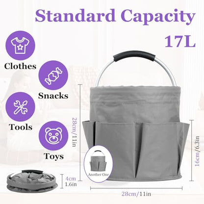 2Pcs 17L Foldable Cleaning Caddy Tote with Handle for Camping, Dark Gray - color: Dark Gray, size: 2PCS
