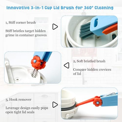 3 Pack Cup Lid Cleaning Brush Water Bottle Cleaner Brush, Bottle Brush Cleaner for Stanley Owala, Cup Bottle Cleaner Brush for Tumbler Kitchen Bottle Mug