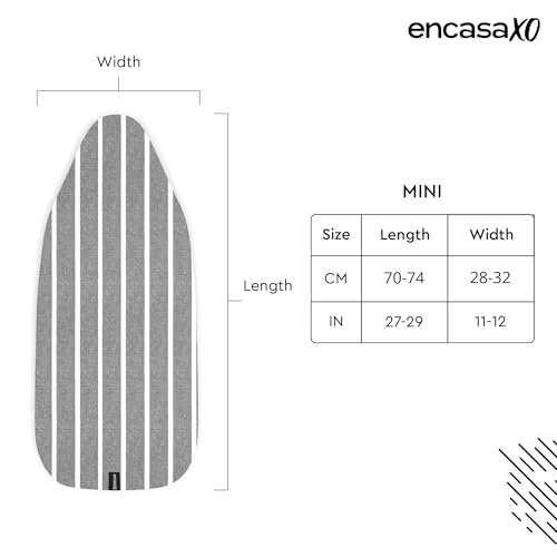 Encasa XO Ironing Board Cover and Pad, Thick Felt 28"x12" - color: Roma Grey Stripes, size: Mini