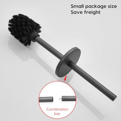 Gray Toilet Brush and Holder Set Stainless Steel No-Punch Hook Base - color: Gray