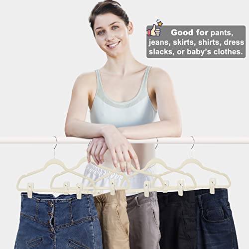 TOFIIGREM Velvet Hanger Clips - 40 PCS Beige Non-Slip Velvet Clips for Pants, Suits & Skirts - color: Beige, size: 40pc