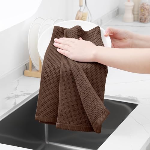 Homaxy 100% Cotton Waffle Weave Kitchen Dish Towels 24-Pack, Coffee - color: Coffee, size: 13 X 28 - 24 Pack