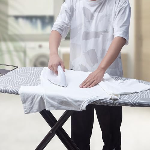 Seiritex Wide Ironing Board Cover with Padding 18 x 49 inch Heat Reflective with Hook and Loop Fasteners, Thick Padding with Elasticized Edges, 3 Layers Iron Board Cover (Gray Cube) - color: Gray Cube, size: 18x49