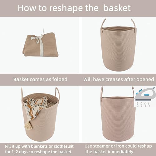 XUANGUO Cotton Rope Laundry Basket Hamper for Clothes, Konjac - color: Konjac, size: Regular
