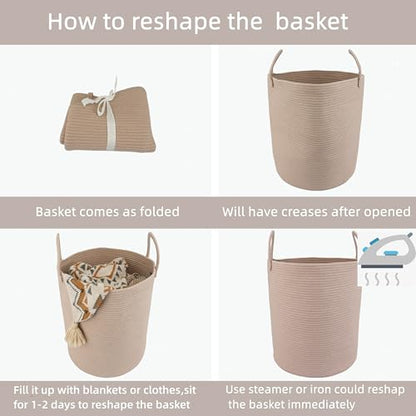 XUANGUO Cotton Rope Laundry Basket Hamper for Clothes, Konjac - color: Konjac, size: Regular