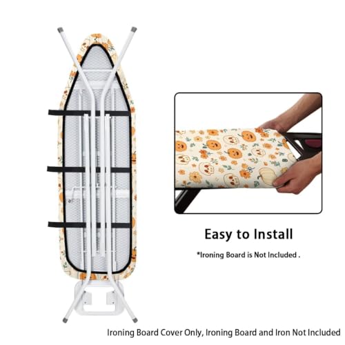 Halloween Pumpkin Ironing Board Cover and Pad 16 x 55 Inch Iron Board Cover with Elastic Edge & Adjustable Fastener Resist Scorching and Staining Extra Thick Padding - color: Halloween Pumpkin5