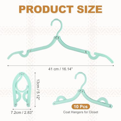 uxcell 10 Pcs Portable Travel Hangers, Plastic Foldable Hangers Cruise Essentials Clothes Drying Rack for Camping Flying Suitcase Travel Accessories Road Trip Hotel, Green - color: Green
