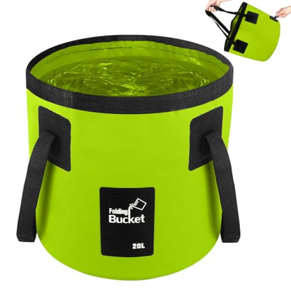 5 Gallon Collapsible Bucket with Handle Car Wash Bucket Cleaning Supplies - color: Lemon Green, size: 20L