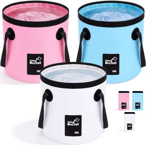 5 Gallon 3 Pack Collapsible Bucket,Light Colors - color: Light Colors, size: 5 Gallon