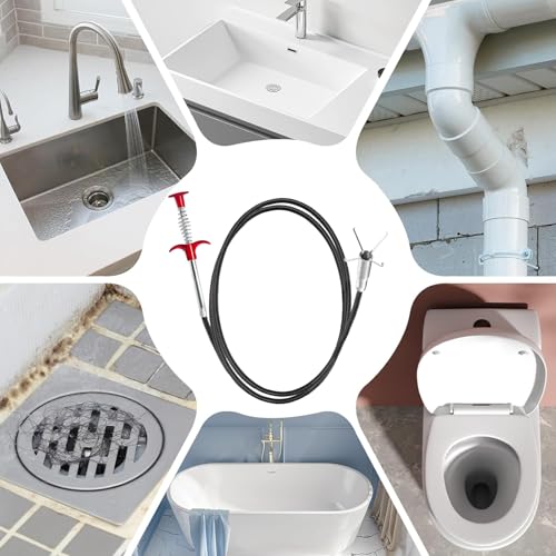 32-Inch Flexible Drain Hair Remover with 4-Claw Grabber for Sink and Shower - style: 32 IN