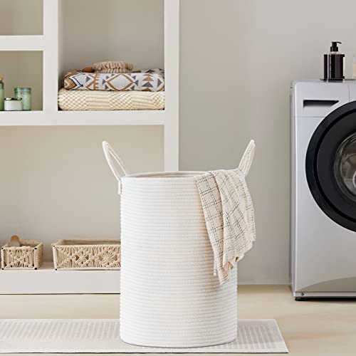 VIPOSCO 72L Tall Woven Laundry Basket Hamper, White - color: White, size: 72L