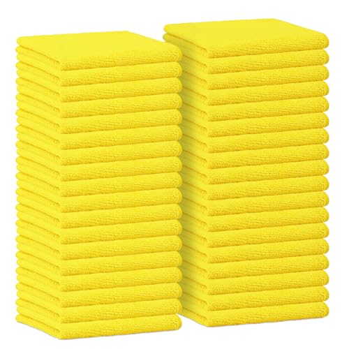 Yellow Microfiber Towels (Value Pack of 36) Size 16x16 Inches - Highly Absorbent Cleaning Rags, Lint Free Towels, Reusable and Washable, Microfiber Cleaning Cloths