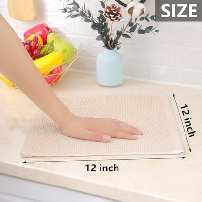 Homaxy 100% Cotton Waffle Weave Kitchen Dish Cloths 6-Pack, Beige - color: Beige, size: 12 X 12 - 6 Pack