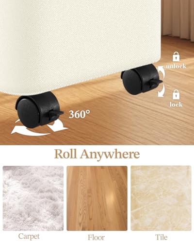 Laundry Hamper with Wheels, 75L Rolling Laundry Basket, Removable Inner Bag - color: Beige, size: 75L
