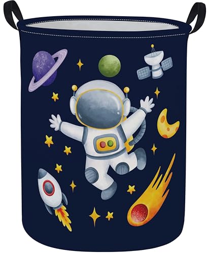 ESSME Laundry Basket,Space Hamper Collapsible Canvas Waterproof Storage Bin, Nursery Hamper,Gift Baskets,(Astronaut) - color: Astronaut
