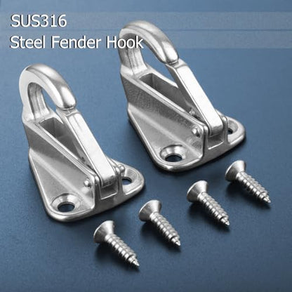 Atibin Outdoor Clothes Hanging Hook Stainless Hat Mounted Coat Hook Stainless Heavy Steel Fender Hook Hardware SUS316 2pcs