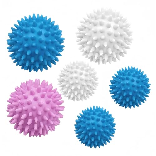6 Pcs Reusable Dryer Balls Laundry Wash Dryer Balls Anti-Static Fabric Softener Laundry Washing Ball, Laundry Accessories (Pink,White,Blue)