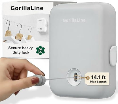 Indoor Outdoor Retractable Clothesline, Light Gray by GorillaLine - color: Light Gray