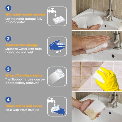 50 Pack Melamine Sponges, Magic Sponge Eraser, Durable Multi-Purpose Premium Melamine Foam Eraser for All Oil Stains, Coffee Cup Stains, Bathroom, Kitchen, Leather, Shoes, Walls, car interiors. - color: 50pc