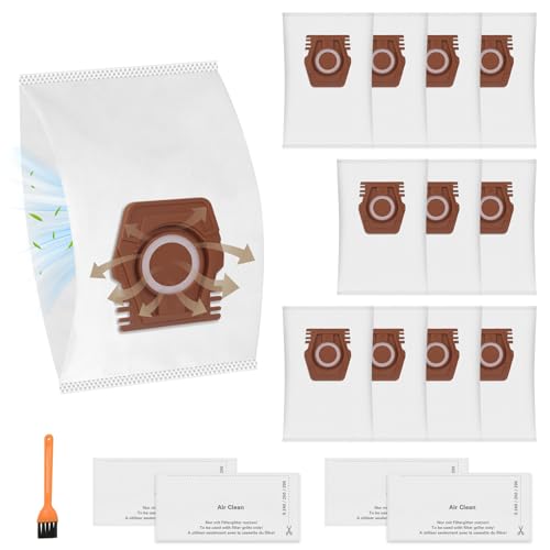 12 Pack Dust Bags Compatible with Miele Pure Air CO 3D Vacuum Cleaners Bag - size: Air CO-M1 Series Bags 12 Pack