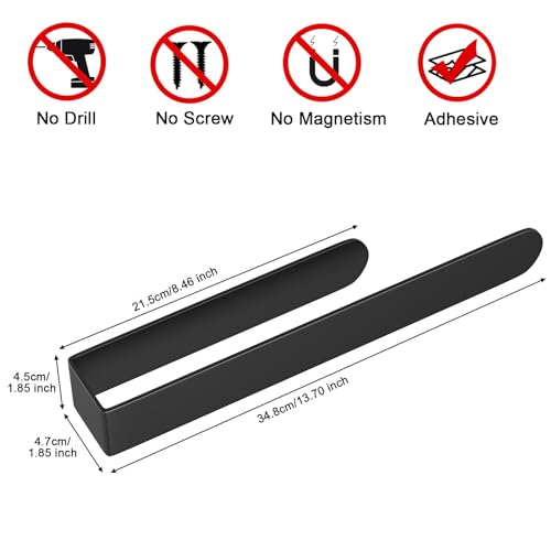 HUFEEOH Hand Towel Holder, Towel Hanger for Bathroom, Self Adhesive Bathroom Towel Holder Towel Bar, Towel Holder for Kitchen Cabinet - color: Black, size: 14 Inch
