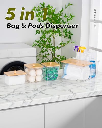 iCASA Trash Bag Dispenser Dishwasher Pods Container Under Sink Organizer - size: 5 in 1