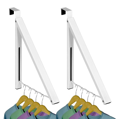HOLDN’ STORAGE Over The Door Hanger, Single Foldable Rack Organizer, 2 Pack - color: White, size: 2 Pack