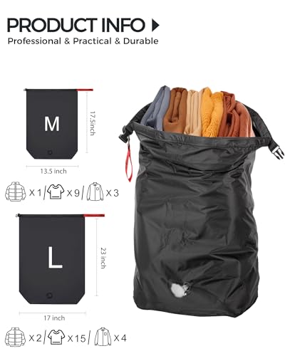 Travel Compression Laundry Bag, Pump-Free Vacuum Space Saver Bag for Dirty Clothes, Reusable Waterproof Wet Dry Bag, Travel Laundry Bag for Luggage, Packing, Suitcase, Large, 1 Pack - color: Black