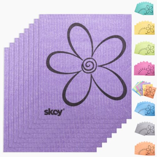 Skoy Cloth, 8-Pack Versatile Swedish Dishcloths for Kitchen and Household Use, Reusable Cleaning Cloths, Planet-Friendly, Dishwasher and Dryer-Safe, Purple - color: Purple, size: 8-Pack
