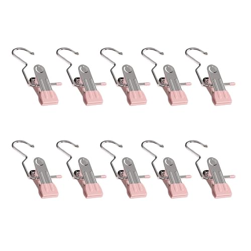 Boot Hangers for Closet, Laundry Hooks with Clips, Boot Hanging Hold Clip, Space Saving Portable Travel, Clip Hangers for Pants Hats Socks Gloves(10, Pink) - color: Pink