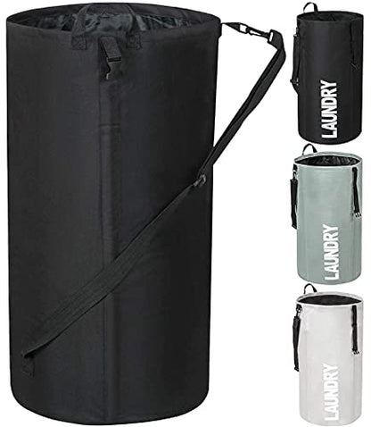 Chrislley 106L Collapsible Laundry Basket, Laundry Backpack, Laundry Bag - color: black